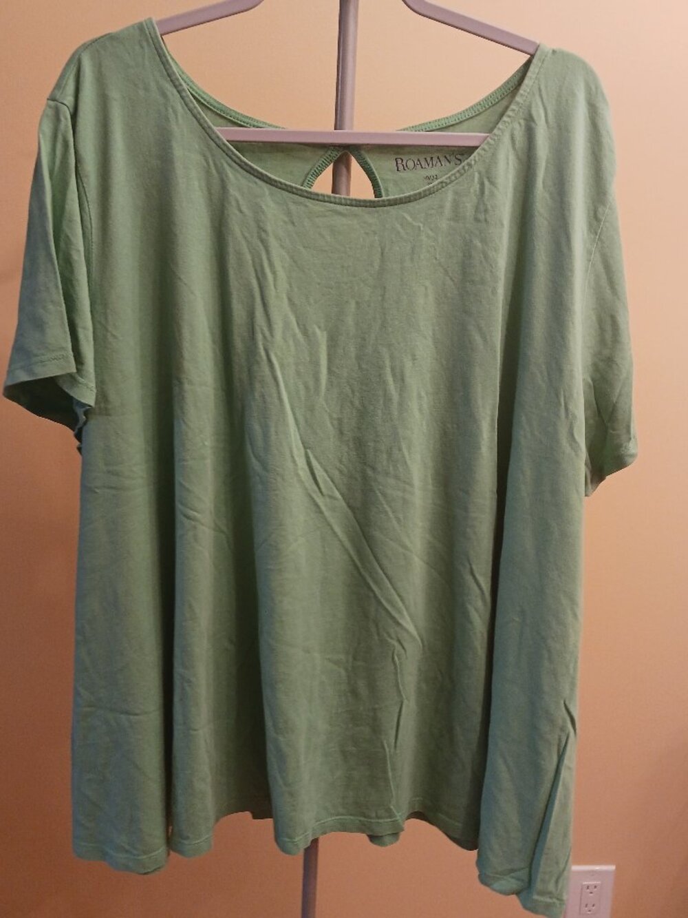 Roaman's green plus-size short-sleeve top